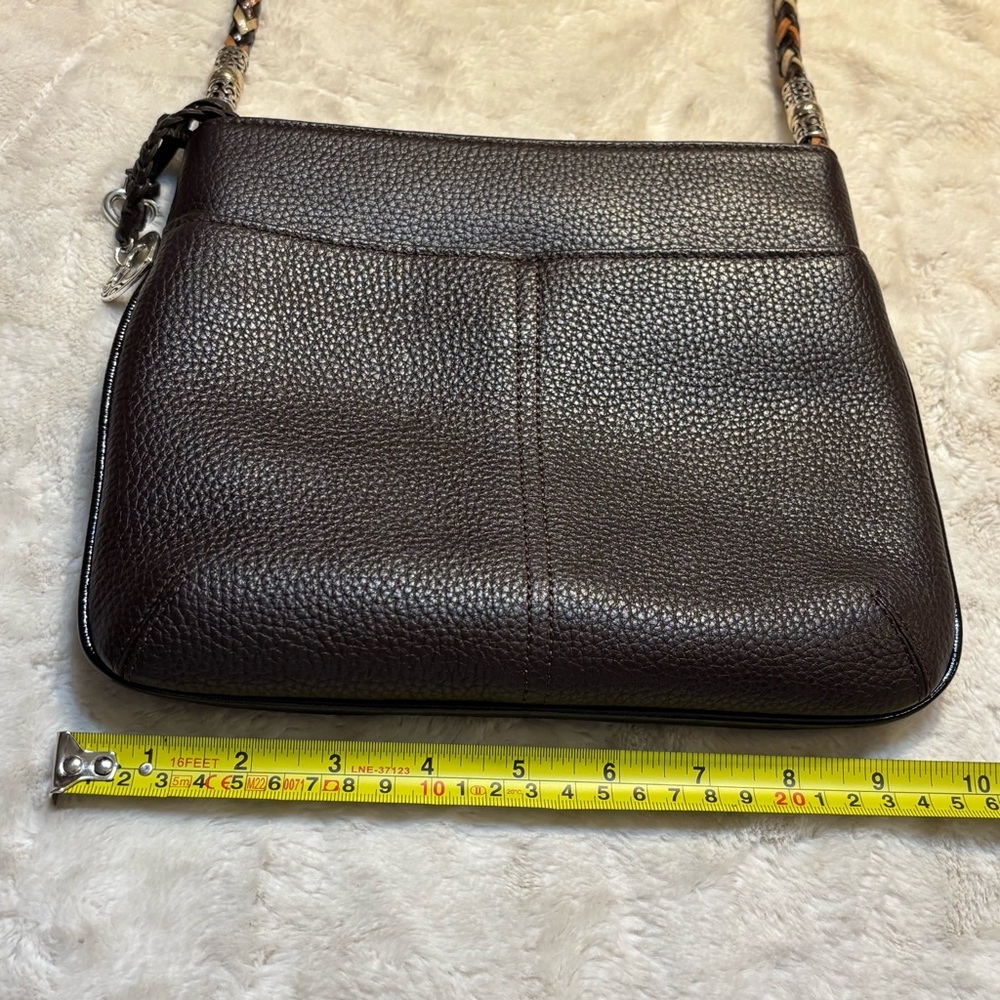 NEW Brighton Barbados Bag Leather Dark Brown Crossbody / Shoulder Braided Strap - Picture 14 of 16